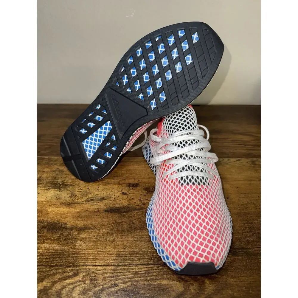Adidas Mens Deerupt Runner Solar Red Bluebird Mens 10.5 Great Condition CR2625